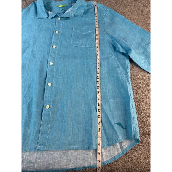 Tommy Bahama 100% Linen Shirt Mens Size XXL Collared Long Sleeve Blue Resort - Picture 6 of 7